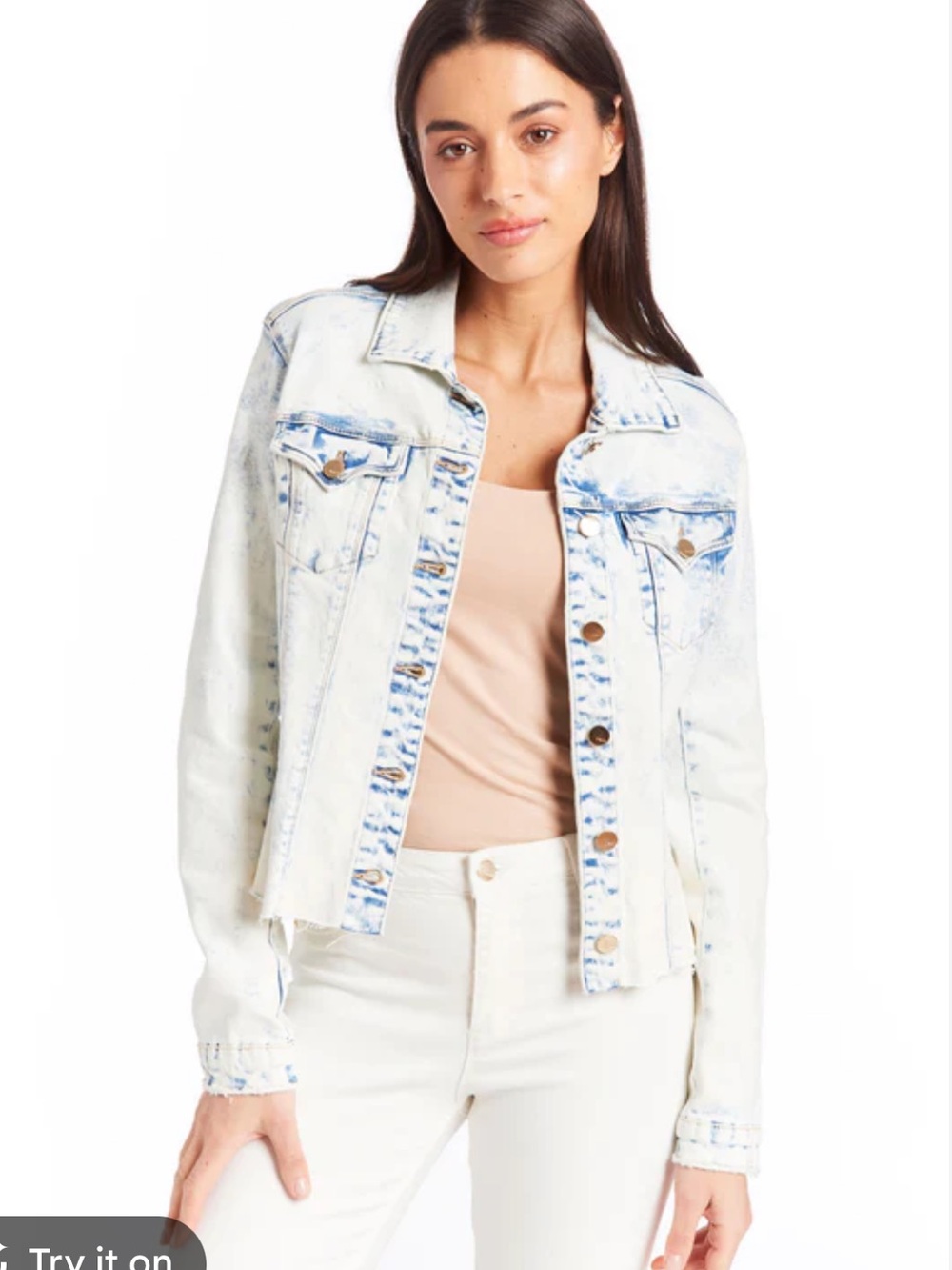 KUT from the Kloth Kara jacket acid wash stretch-cotton denim Size L